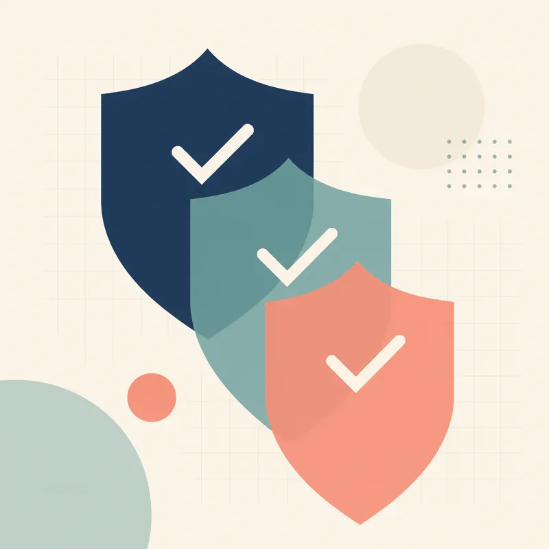 Layered WCAG compliance shields illustration.